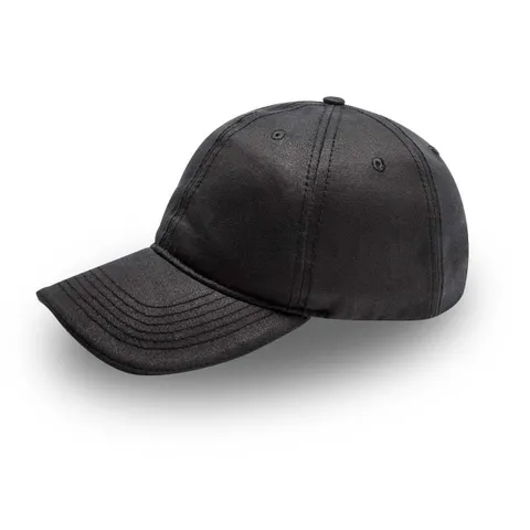 Washed Oil Skin 6 Panel  - Black