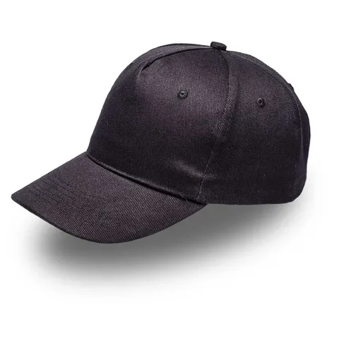 Super 5 Panel Cotton Cap  - Black