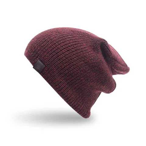 Two-Tone Slouch Skull With Badge - Burgundy/Black