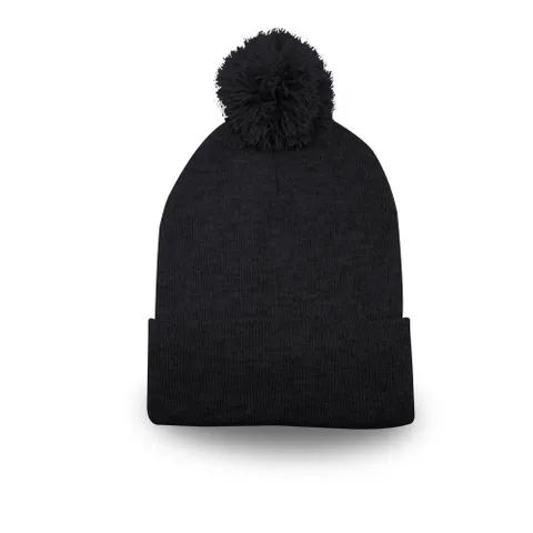 Pom Pom Beanie With Cuff - Black