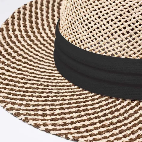 Two-Tone Straw Hat - Black