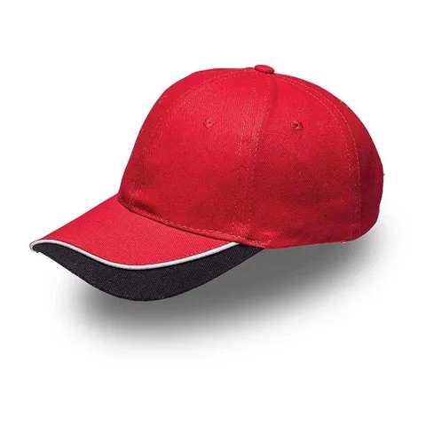Brushed Cotton Razor Peak Cap - Red/White/Black