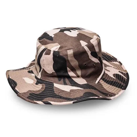 Kiddies Wide Brim Safari Hat - Camo Brown