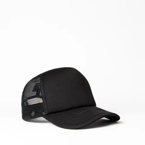 Youth Uflex Curved Peak Trucker Cap - Black/Black