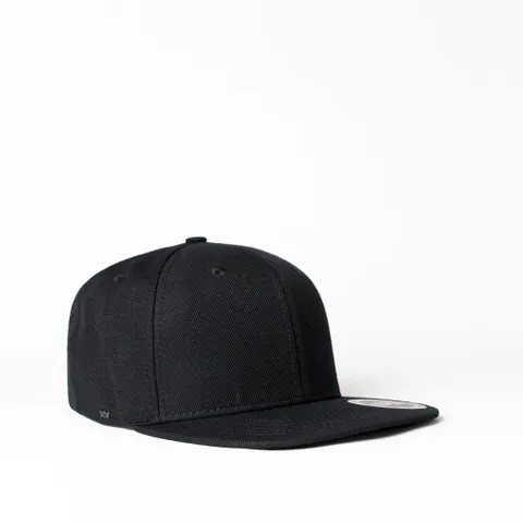 Youth Uflex Snapback Flat Peak Cap - BLACK