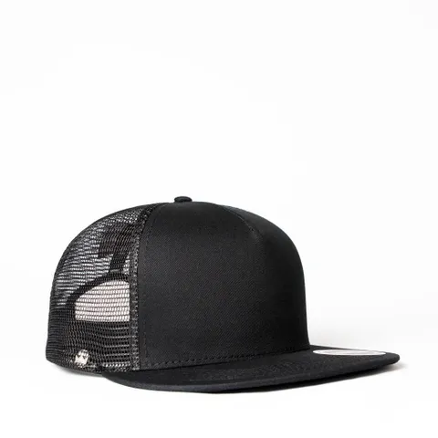 Uflex 5 Panel Flat Peak Trucker - Black