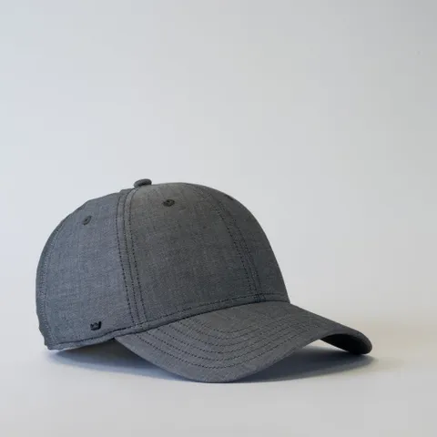 Uflex 100% Cotton Chambray 6 Panel Baseball Cap - Dark Grey