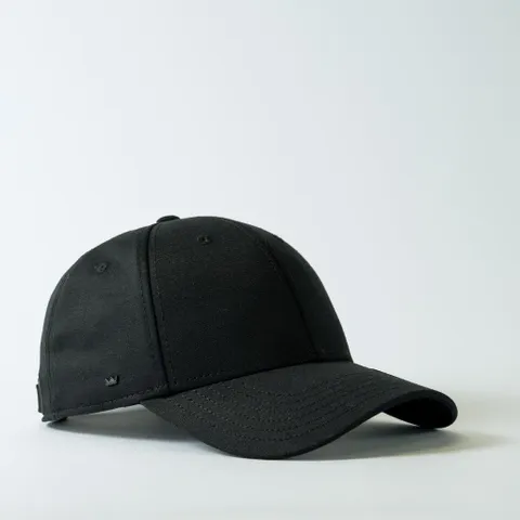 6 Panel Polyester/Rayon Cap With Anti-Bacterial Sweatband - Black