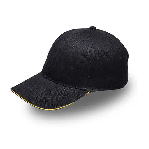 Sandwich Brushed Cotton Cap - Black/Yellow
