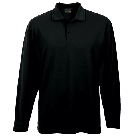 Mens 175g Pique Knit Long Sleeve Golfer - Black