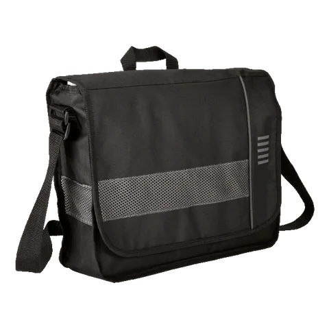 Messenger Bag With Mesh Trim - 600D - Black