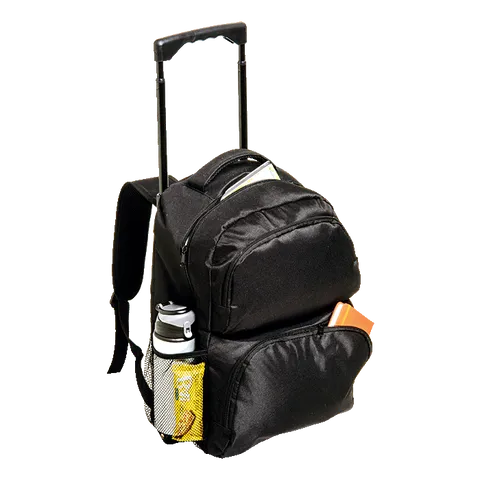 Trolley Backpack with Two Front Zippered Pockets - Black