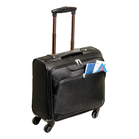 600D Laptop Trolley Bag with Four Wheels - Black