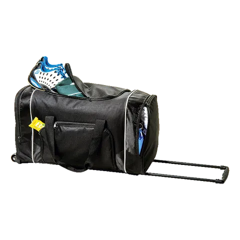 Rolling Duffel with Zippered Front Pocket - Black