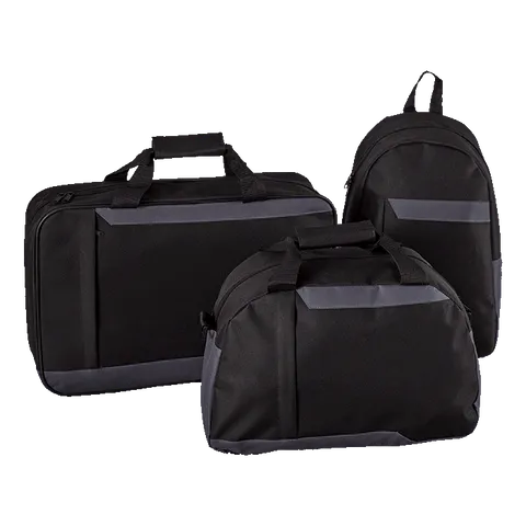 3 Piece Travel Bag Set - Black With Charcoal