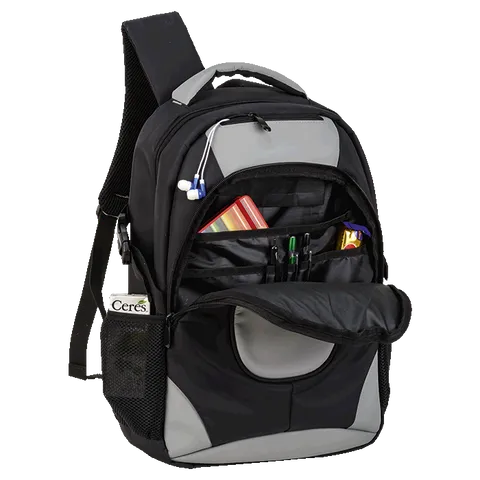 Exclusive Padded Laptop Backpack - Black With Charcoal