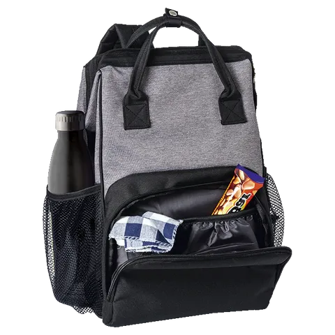 Melange Sleek Design Backpack - Grey With Black