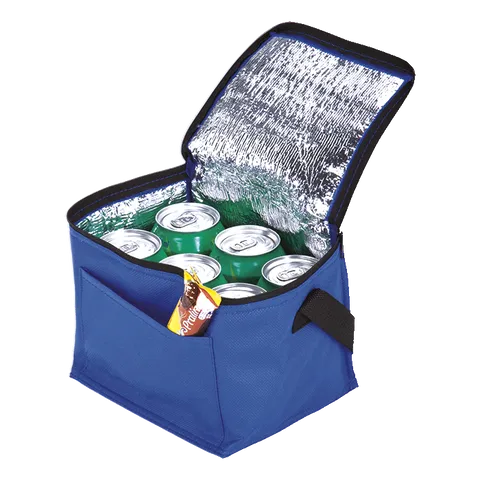 6 Can Cooler with Foil Liner and Pocket - Non-Woven Foil Lining
