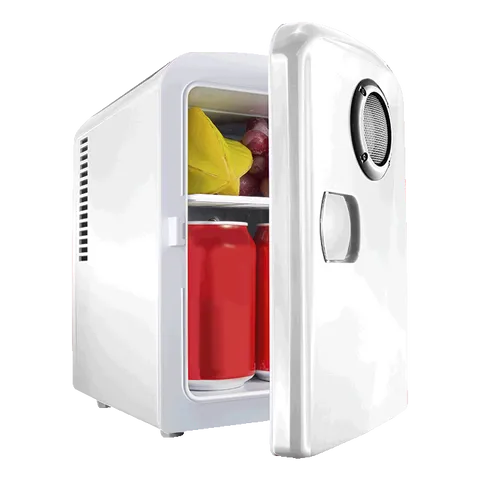 6 Can Mini-Fridge With Built In Bluetooth Speaker - White