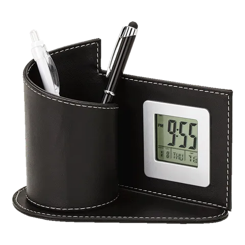 Digital Clock with Pen Holder - Black