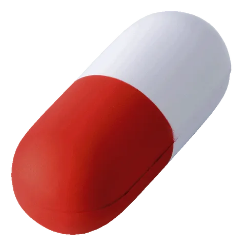 Capsule Shape Stress Ball - Red With White