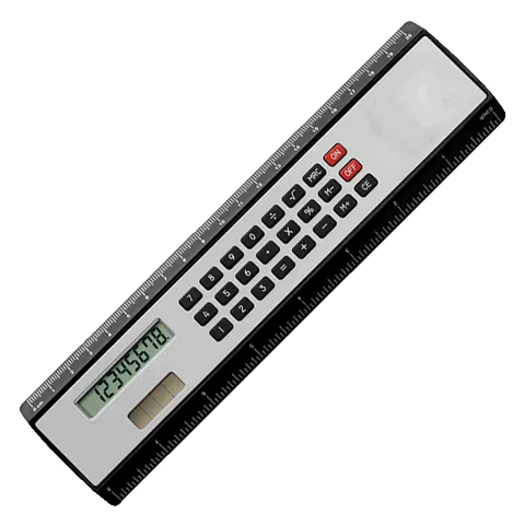 20cm Ruler with Calculator - Silver