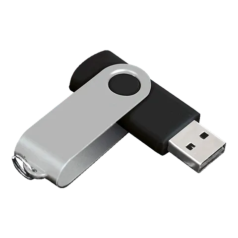 16GB Black/Silver Swivel USB - Black With Silver