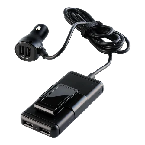 Car Charger with USB Hub - Black