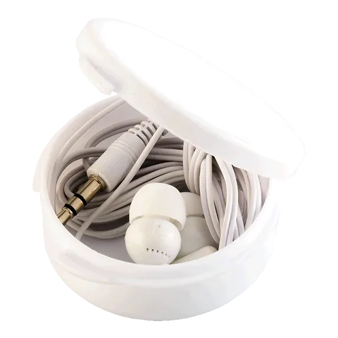 Earphones in Round Case
