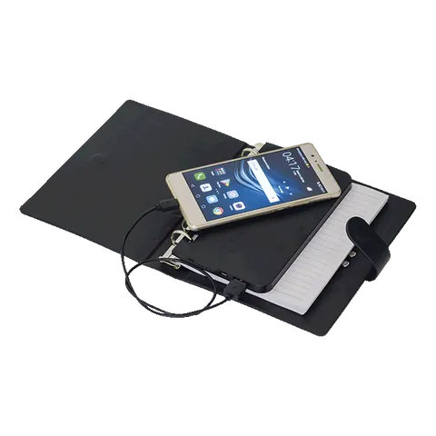 A5 Organiser With Power Bank - 4000 mAh - Black