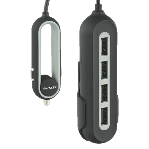 Whizzy 4 Port USB Car Charger - White
