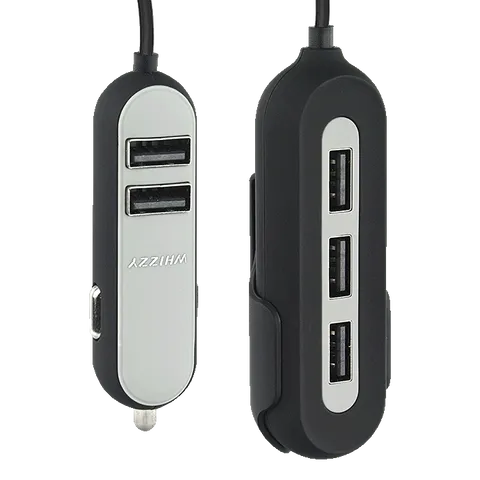 Whizzy 5 Port USB Car Charger - Black