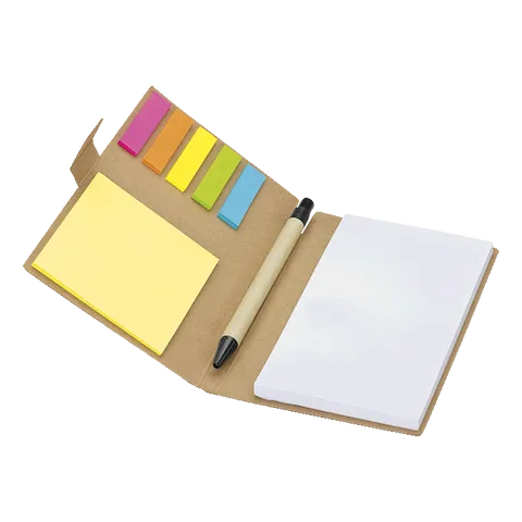 Recycled Notebook With Pen And Flags - Natural