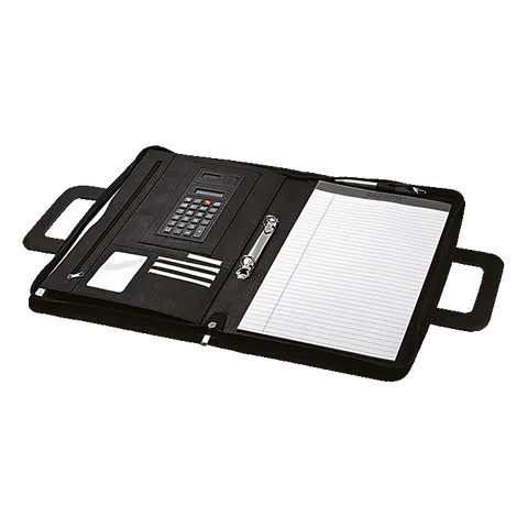Zippered Binder With Extending Carry Handle - Black