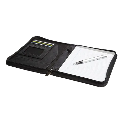 Soft PU A5 Zippered Folder - Black
