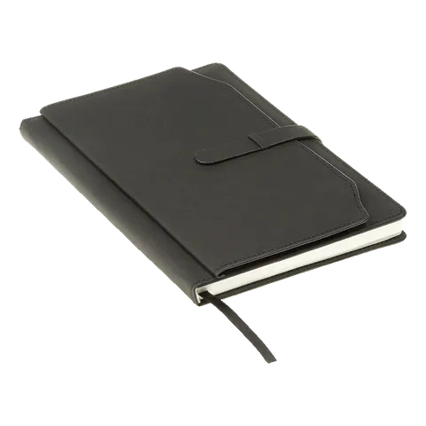 A5 Notebook with Outer Pouch - Black
