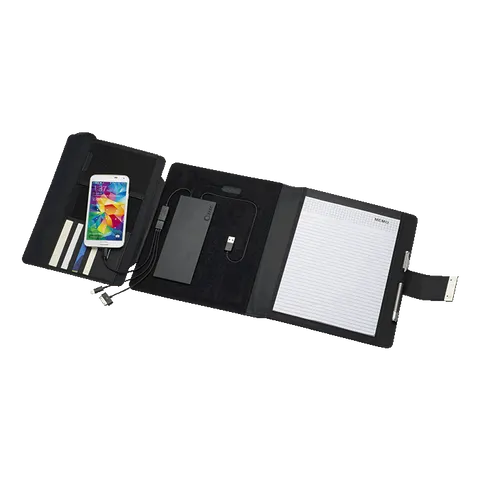 Executive Folder with Removable 5000mAh Power Bank - Black