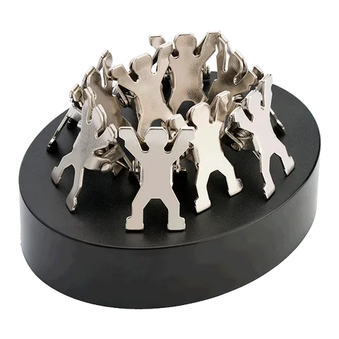 Magnetic Paperweight with Man Shaped Clips - Silver