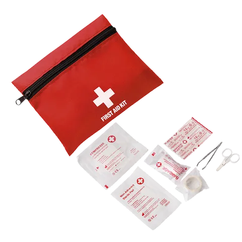 First Aid Kit in Zippered Pouch with Belt Clip
