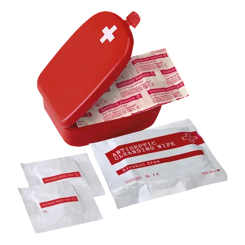 First Aid Kit in Plastic Case - Red
