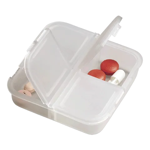Square 4 Compartment Pill Holder - Neutral