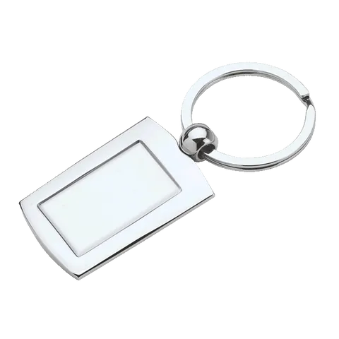 Metal Keychain with Indent for Dome - Silver