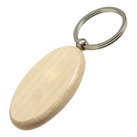 Oval Wooden Keychain - Brown