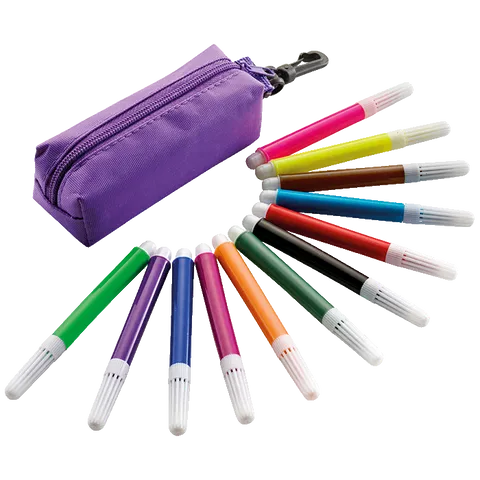 12 Piece Felt Tip Pen Set in Zippered Pouch