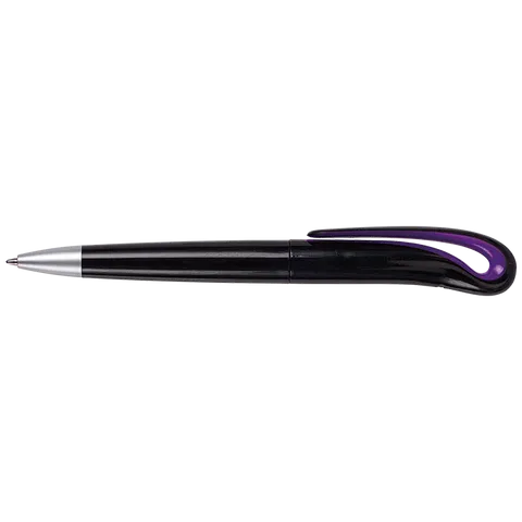 Swan Neck Design Ballpoint Pen with Black Barrel - White