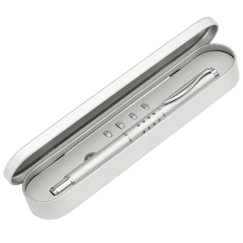 Ballpoint Pen with Laser Pointer in Gift Tin - Silver