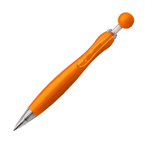 Curved Ballpoint Pen with Ball Plunge Mechanism - Yellow