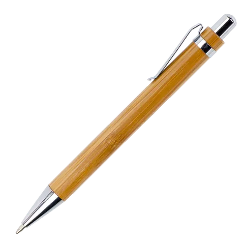 Bamboo Ballpoint Pen with Metal Trims - Brown