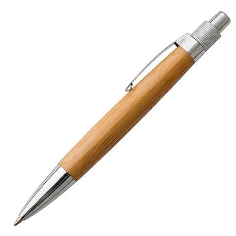 Bamboo Ballpoint Pen with Metal Clip - Brown