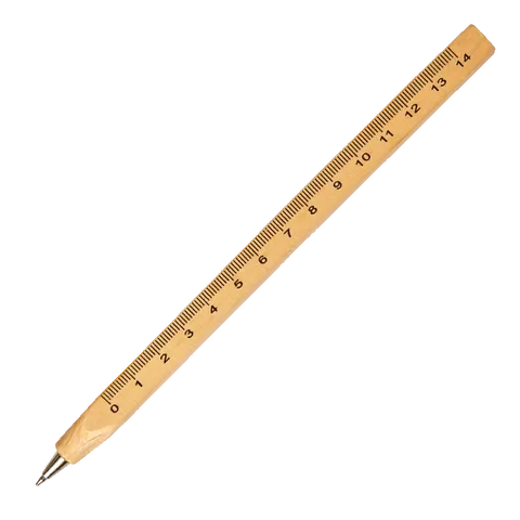 Wooden Ballpoint Pen With Ruler - Brown